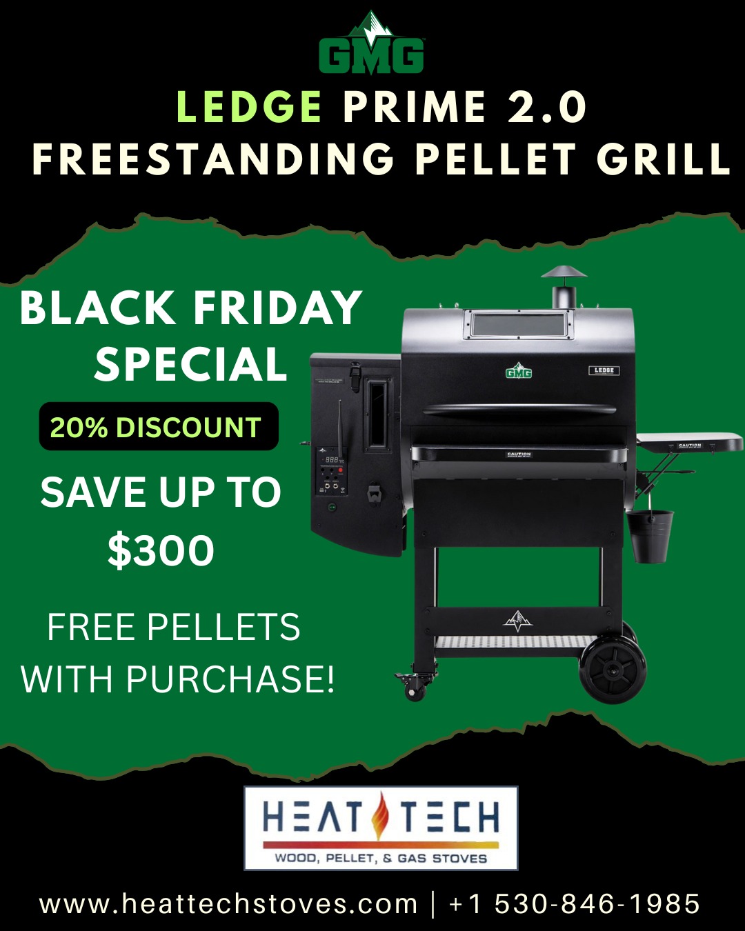 Green Mountain Grills Wi-Fi Controlled Ledge Prime 2.0 Freestanding Pellet Grill